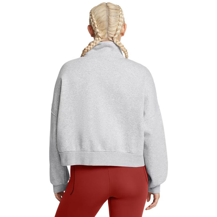 Under Armour Women's Mod Grey Light Heather/White Icon Fleece Oversized 1/2 Zip