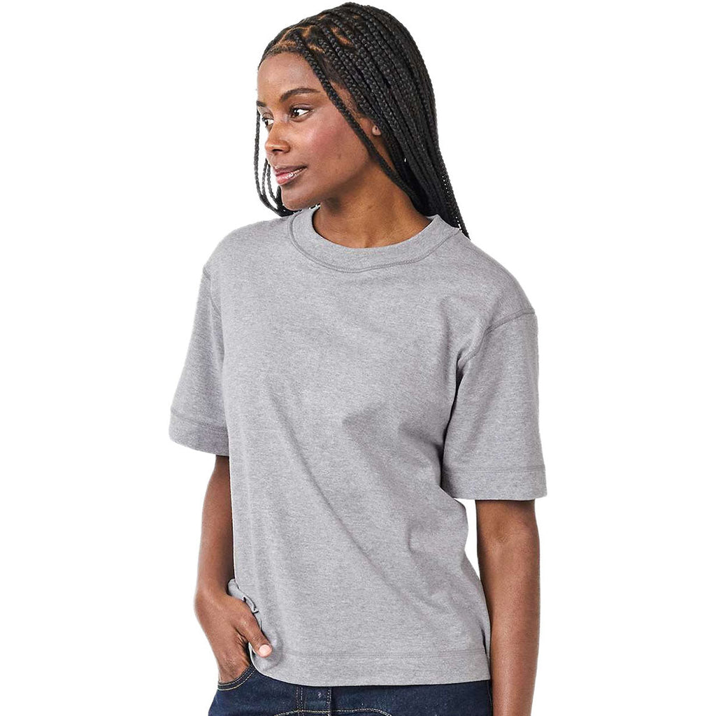 American Apparel Unisex Heather Grey Heavyweight Cotton Mid-Length Tee