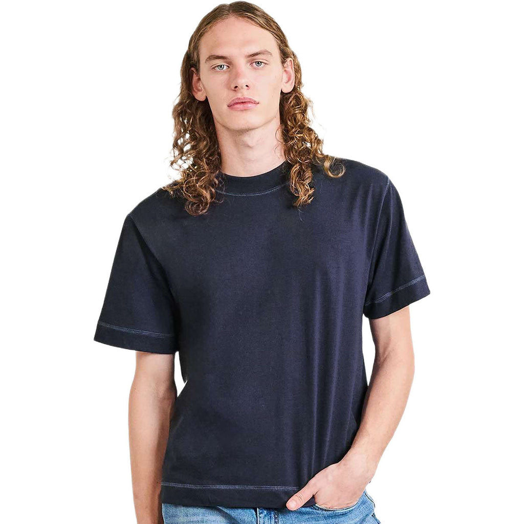 American Apparel Unisex Navy Heavyweight Cotton Mid-Length Tee