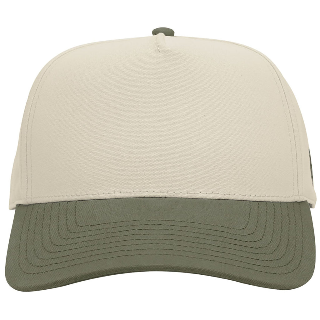 Branded Bills Beige with Green Bare Curved Two-Tone Canvas Cap
