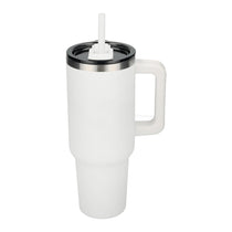 48-Hour Leed's White Pinnacle 40 oz Vacuum Insulated Eco-Friendly Travel Tumbler with Straw