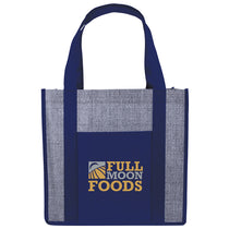 48-Hour Good Value Navy Laminated Heathered Non-Woven Grocery Tote