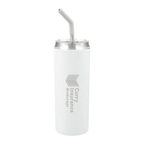 Leed's White Marka Copper Vac Tumbler w/ SS Straw 20 oz