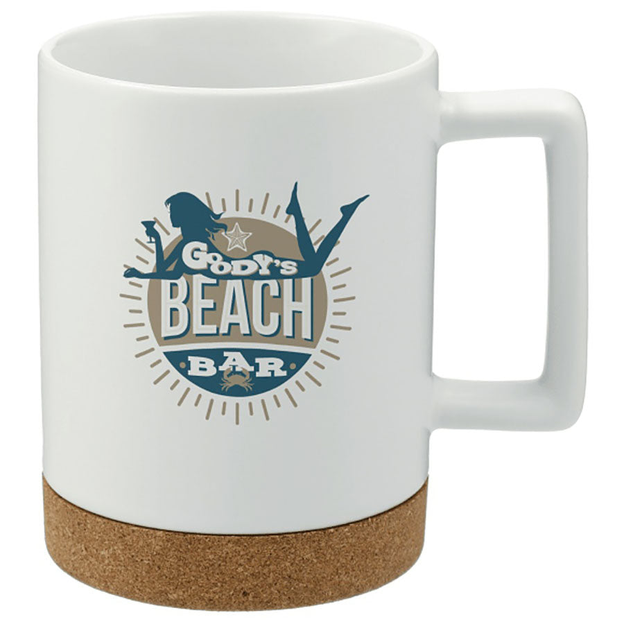 Leed's White Bates 15oz Ceramic Mug w/ Cork Base