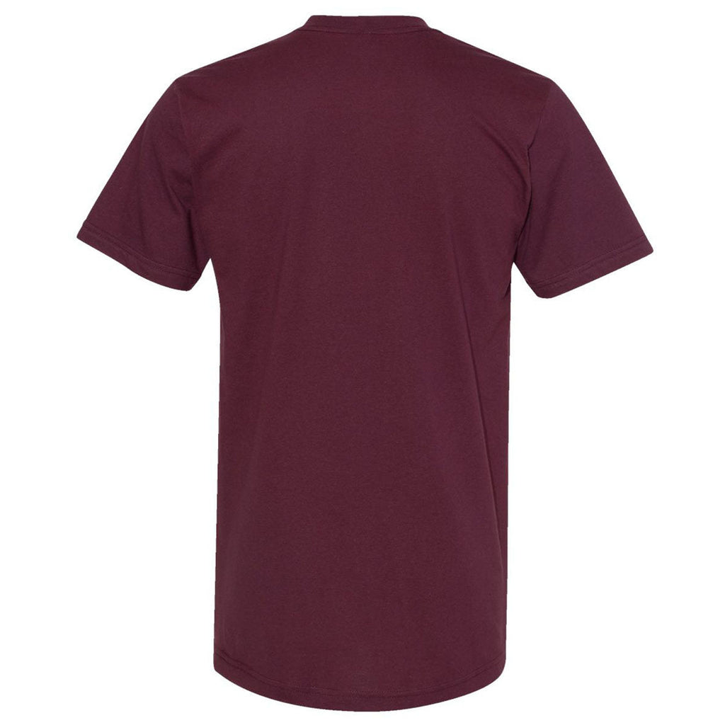 American Apparel Unisex Burgundy Fine Jersey Short-Sleeve T-Shirt