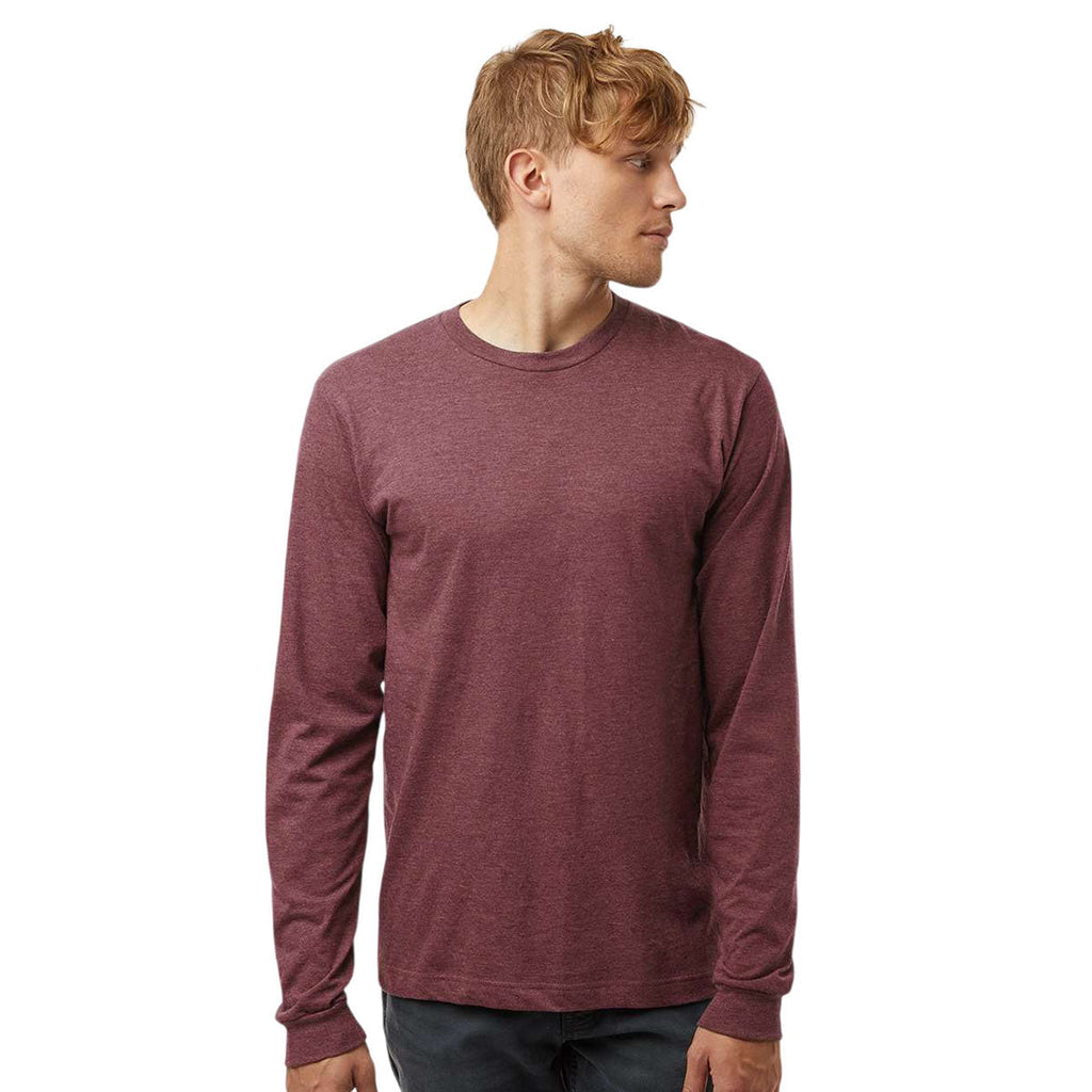 Tultex Unisex Heather Burgundy Fine Jersey Long Sleeve T-Shirt