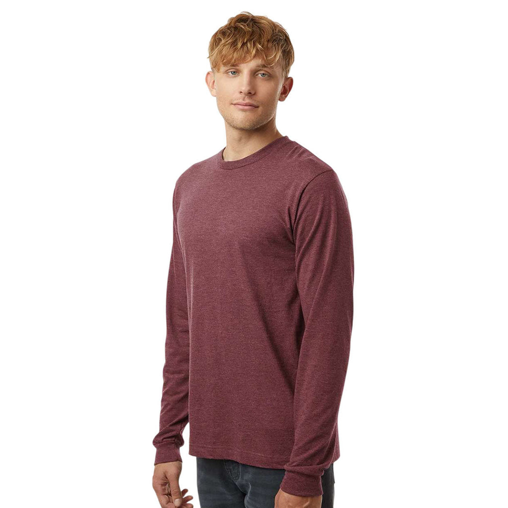 Tultex Unisex Heather Burgundy Fine Jersey Long Sleeve T-Shirt
