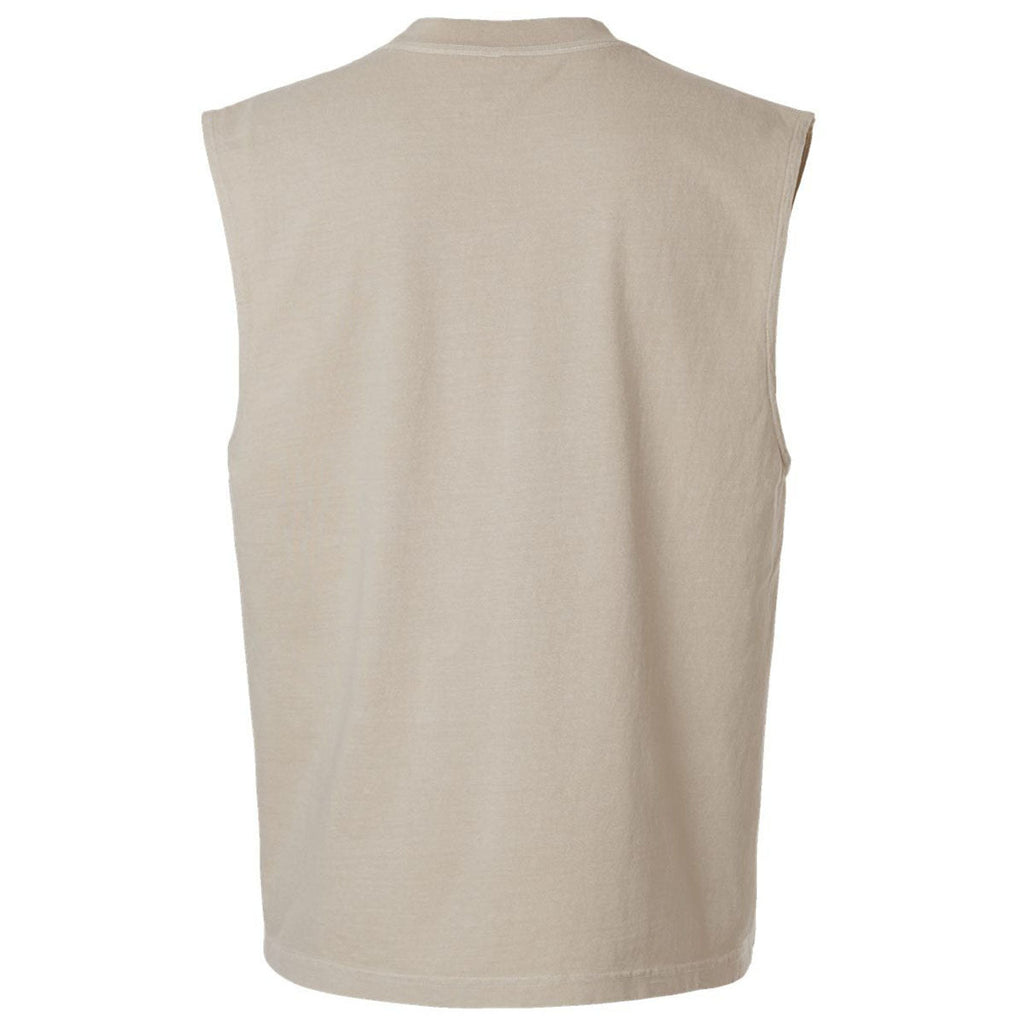 American Apparel Unisex Faded Bone Heavyweight Cotton Garment-Dyed Mid-Length Muscle Tee