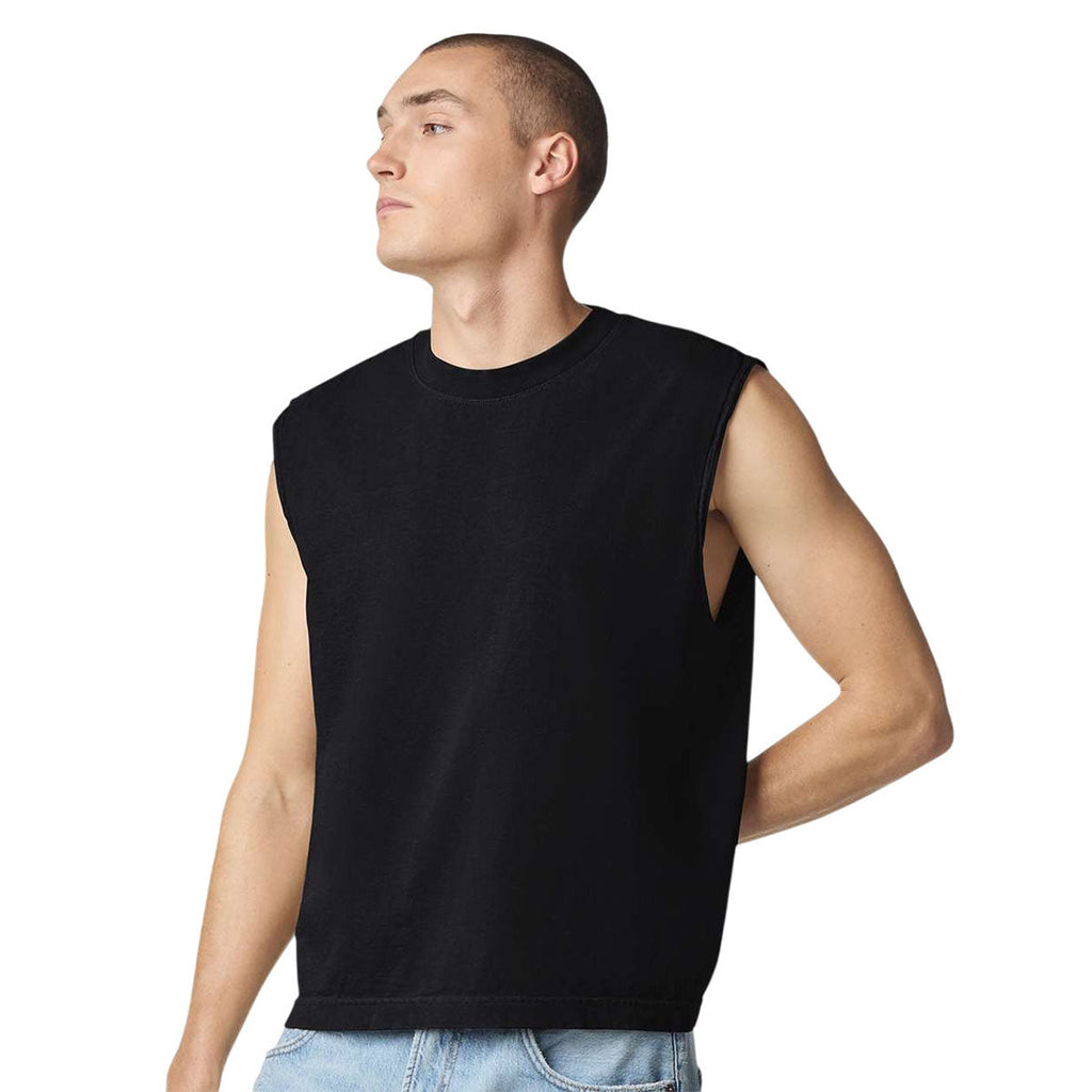 American Apparel Unisex True Black Heavyweight Cotton Garment-Dyed Mid-Length Muscle Tee