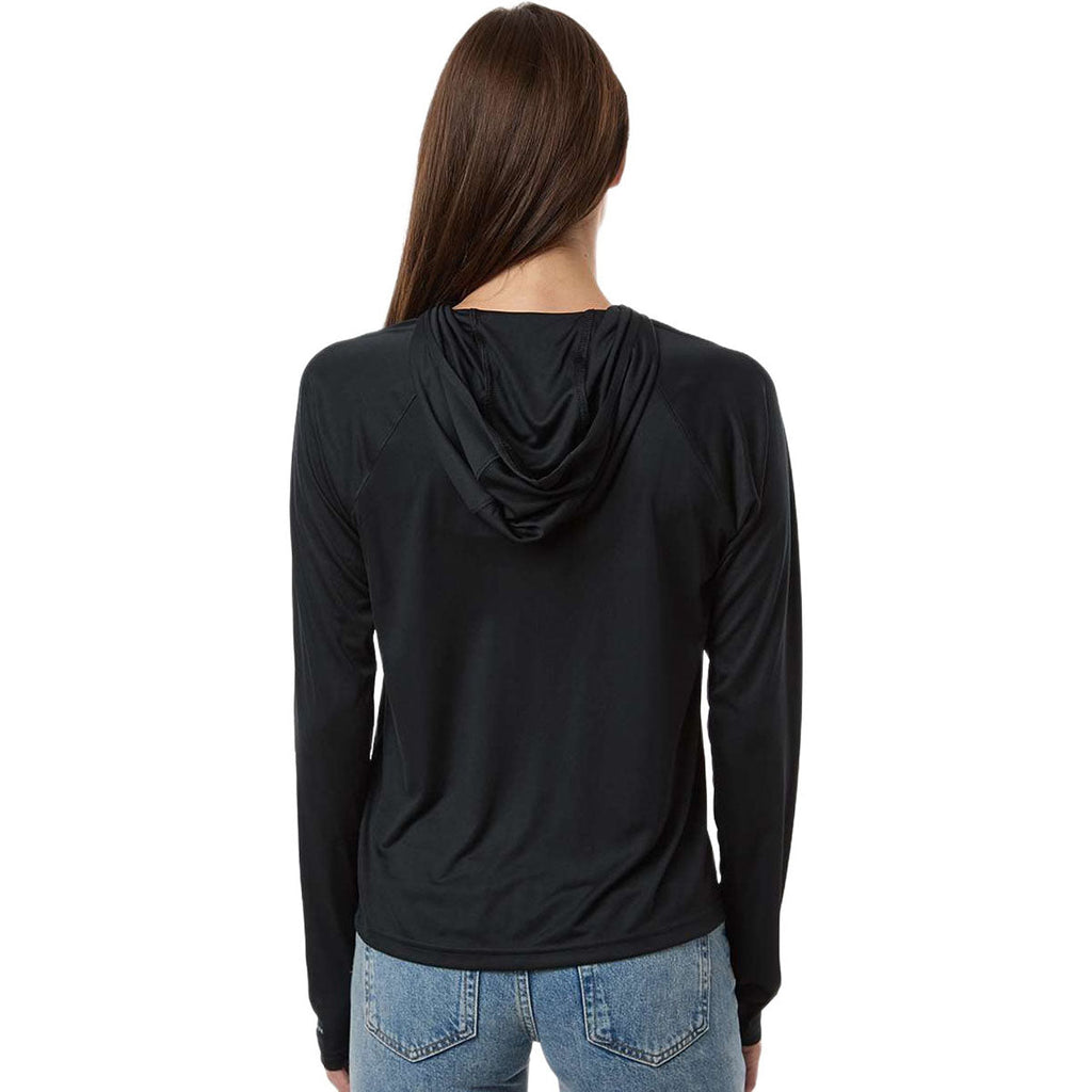 Columbia Women's Black/Cool Grey PFG Tidal Tee Hooded Long Sleeve