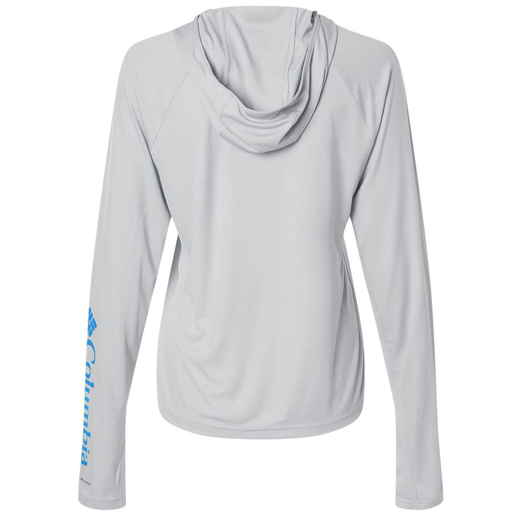 Columbia Women's Cool Grey/Vivid Blue PFG Tidal Tee Hooded Long Sleeve