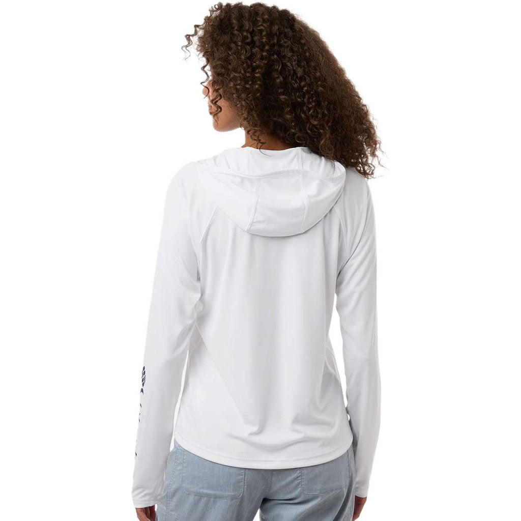 Columbia Women's White/Nightshade PFG Tidal Tee Hooded Long Sleeve