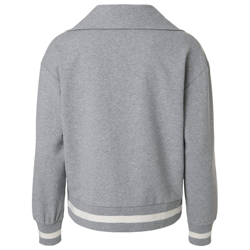 Holloway Women's Athletic Heather/Vanilla Heritage Prep Quarter-Zip Pullover