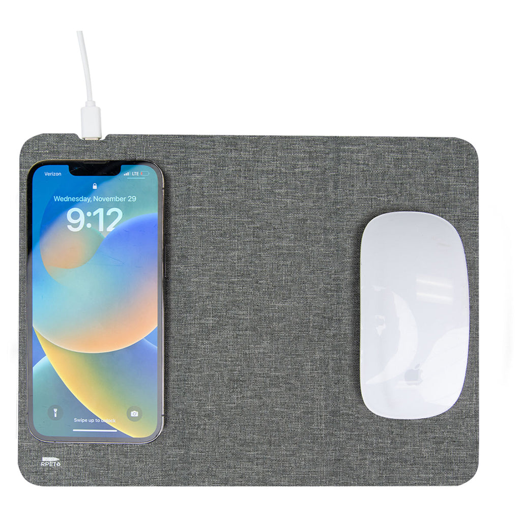 Hit Grey RPET 10W Wireless Charging Mouse Pad