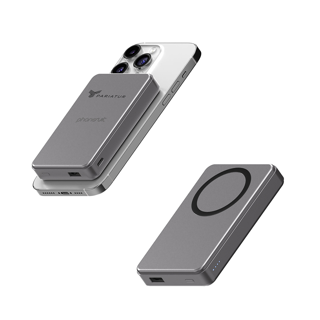 PhoneSuit® Silver Elite Mag Qi2 Wireless Battery Pack & Portable Pocket Charger 10,000 mAh