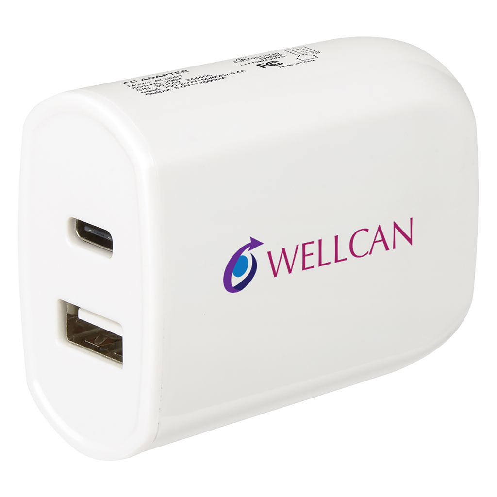 HIT White UL Listed 2-In-1 USB Type-C Wall Adapter