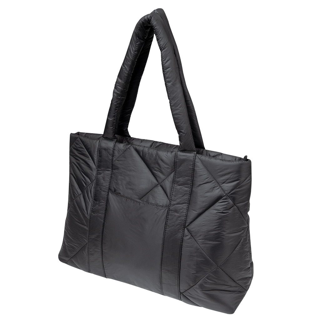 Hit Black Luxe Quilted Puffer Tote Bag