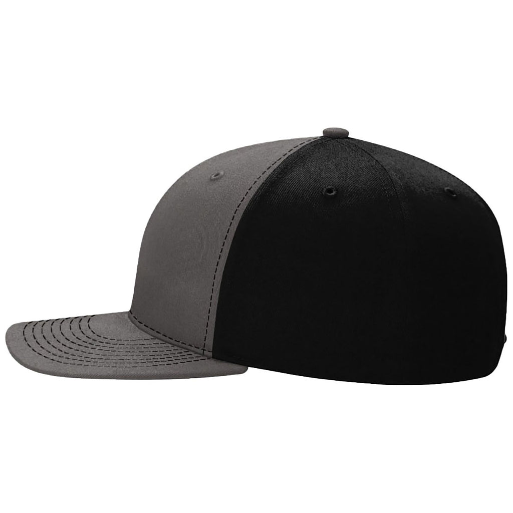 Richardson Charcoal/Black Solid Twill Trucker