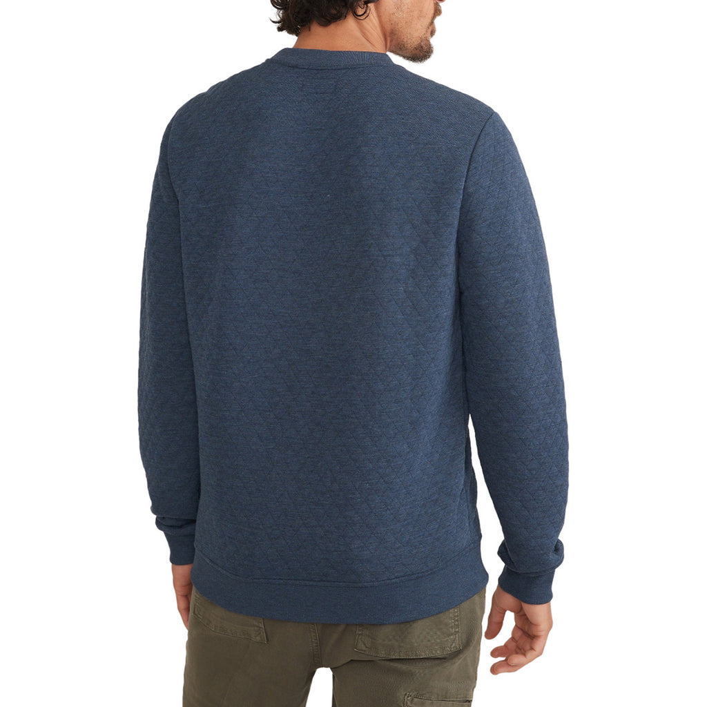 Marine Layer Men's Navy Corbet LW Diamond Quilted Crewneck