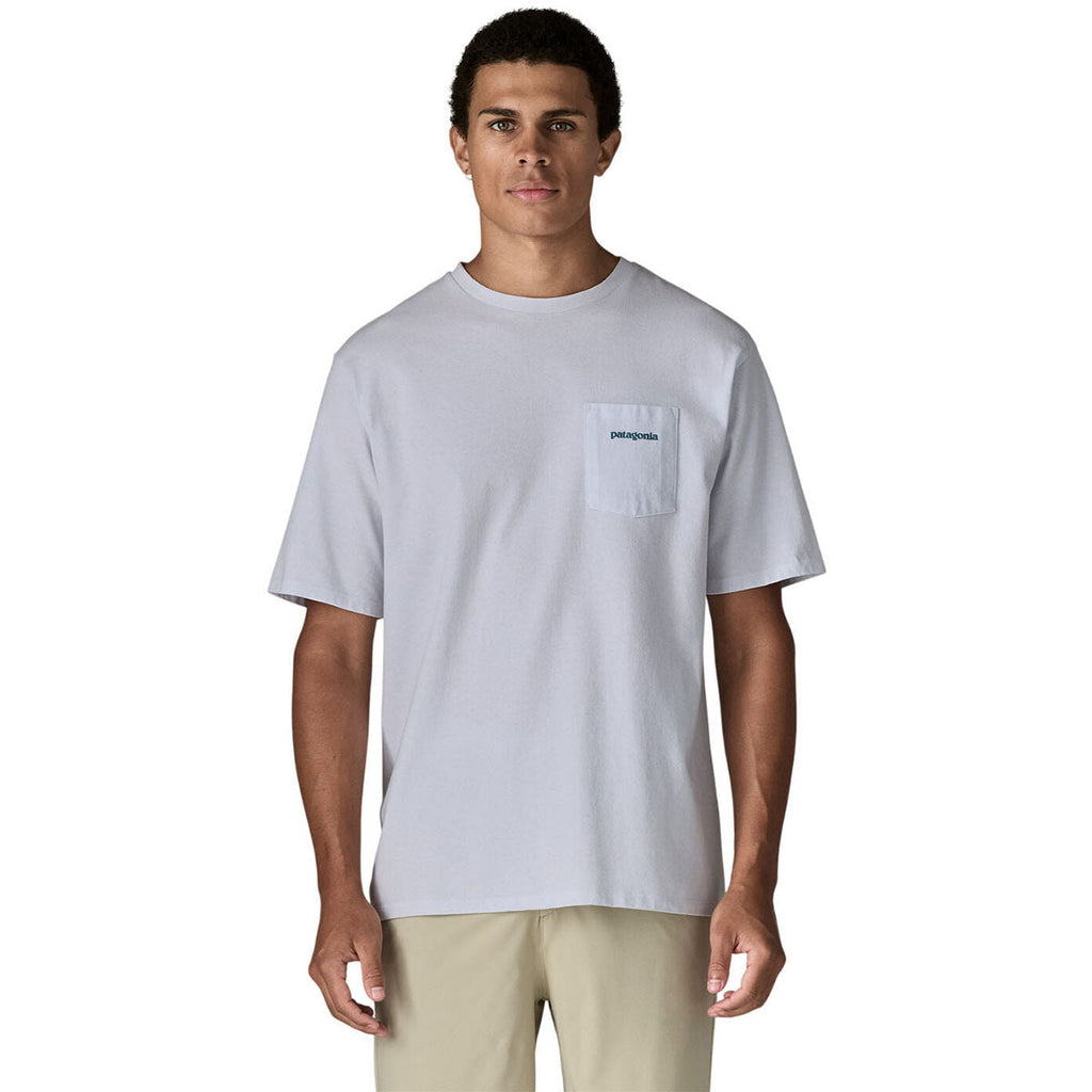 Patagonia Men's White Boardshort Logo Pocket Responsibili-Tee