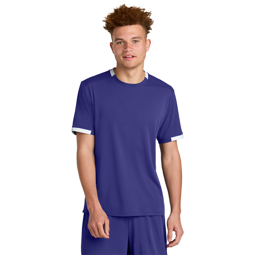 Sport-Tek Unisex Purple/White Club Short Sleeve Crew