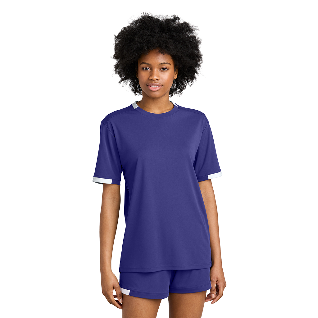 Sport-Tek Unisex Purple/White Club Short Sleeve Crew