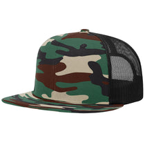 Richardson Green Camo/Black Acrylic-Wool Blend Flatbill Trucker