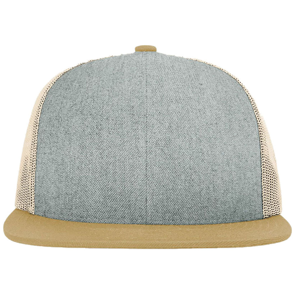 Richardson Heather Grey/Birch/Biscuit Acrylic-Wool Blend Flatbill Trucker