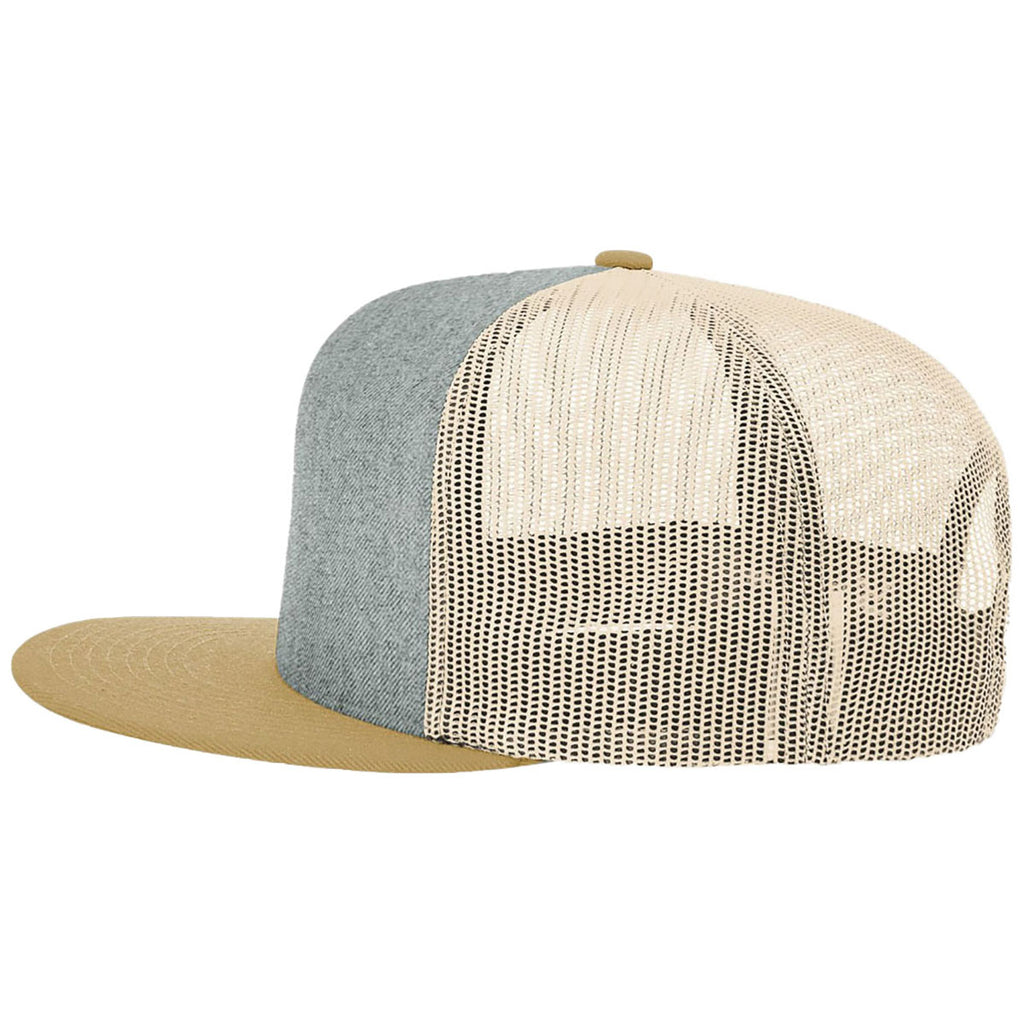 Richardson Heather Grey/Birch/Biscuit Acrylic-Wool Blend Flatbill Trucker
