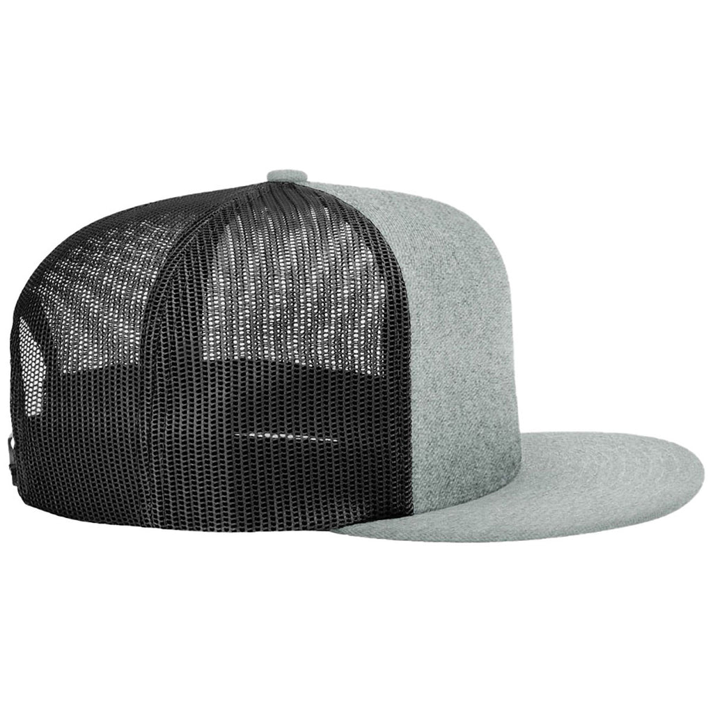 Richardson Heather Grey/Black Acrylic-Wool Blend Flatbill Trucker