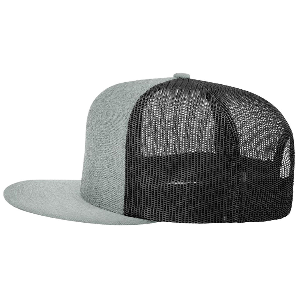 Richardson Heather Grey/Black Acrylic-Wool Blend Flatbill Trucker