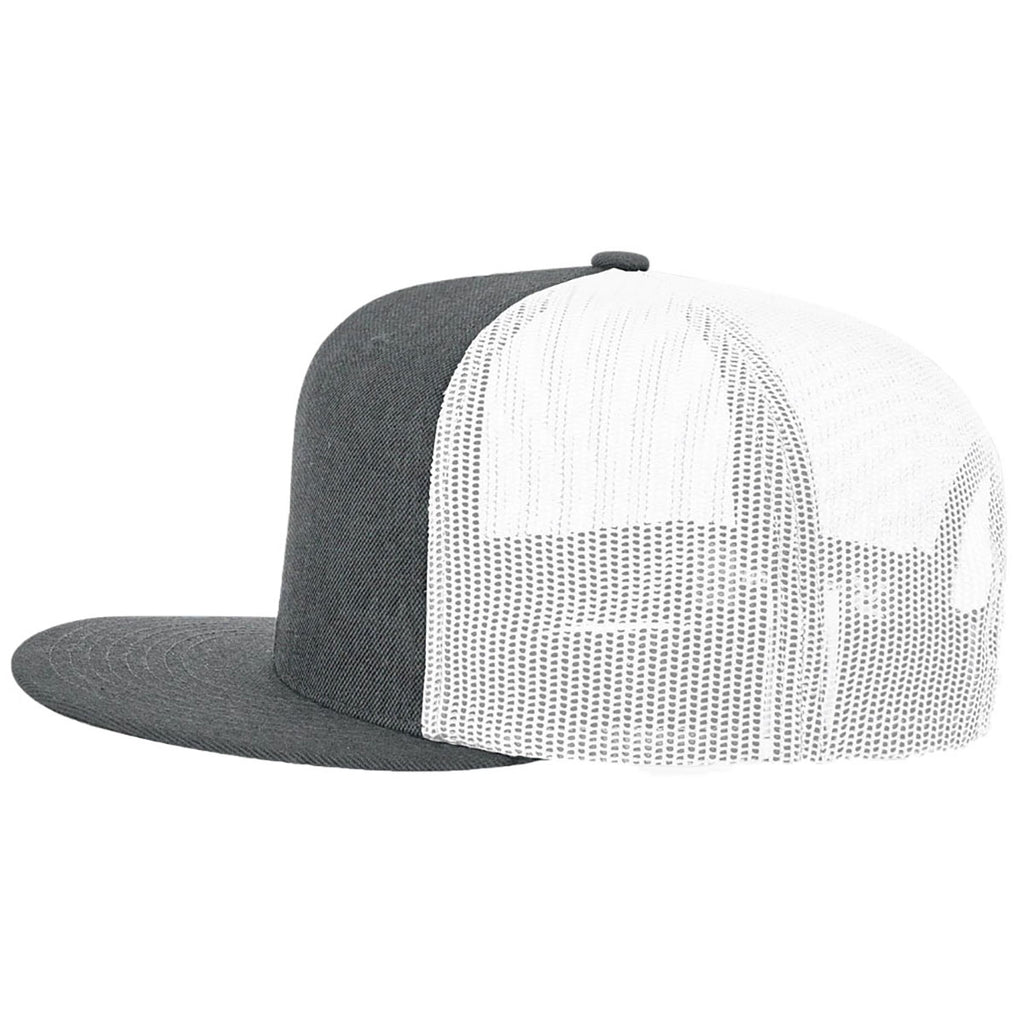 Richardson Heather Charcoal/White Acrylic-Wool Blend Flatbill Trucker