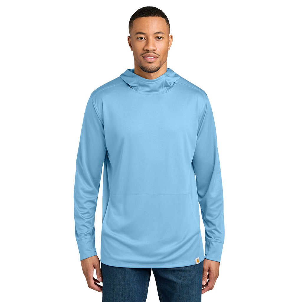 Carhartt Men's Fresh Water Blue Force Sun Defender Long Sleeve Hooded T-Shirt