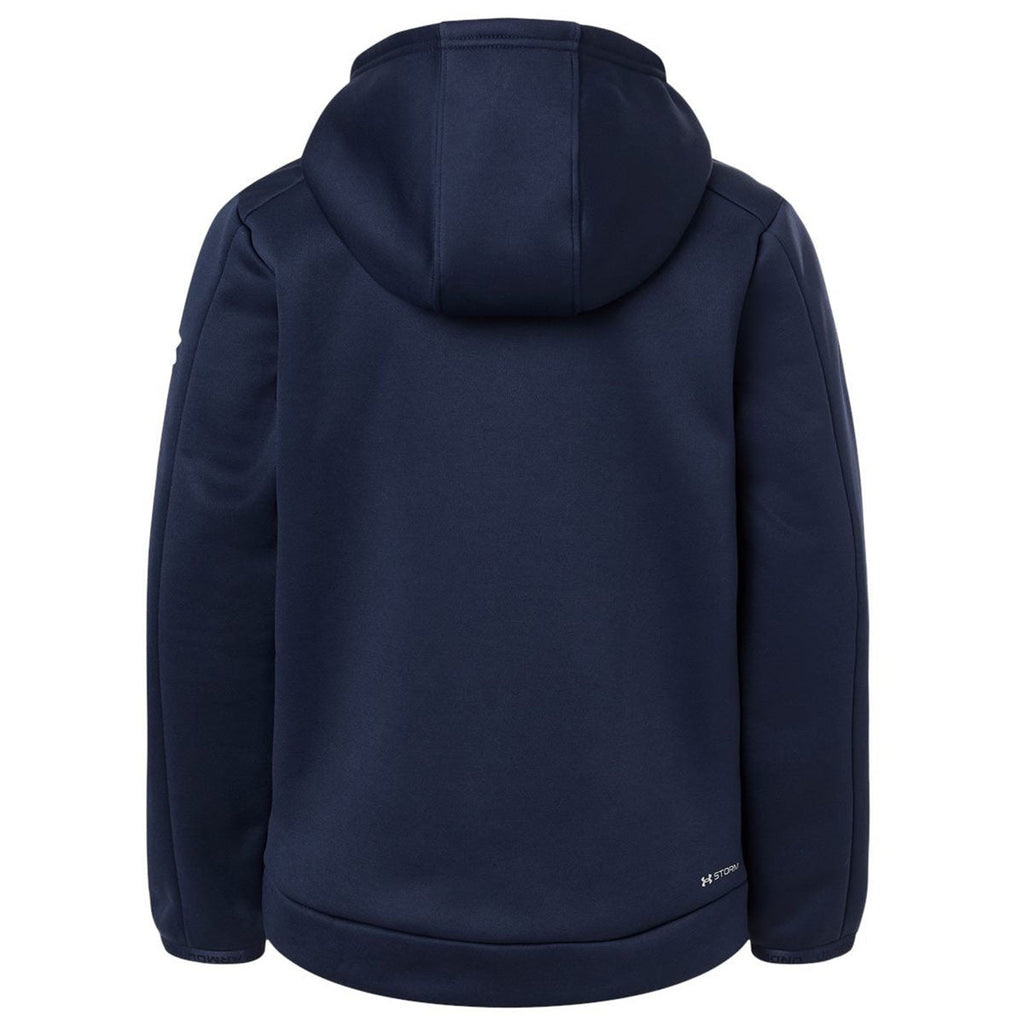 Under Armour Youth Midnight Navy/White Fleece Pro Hooded Pullover