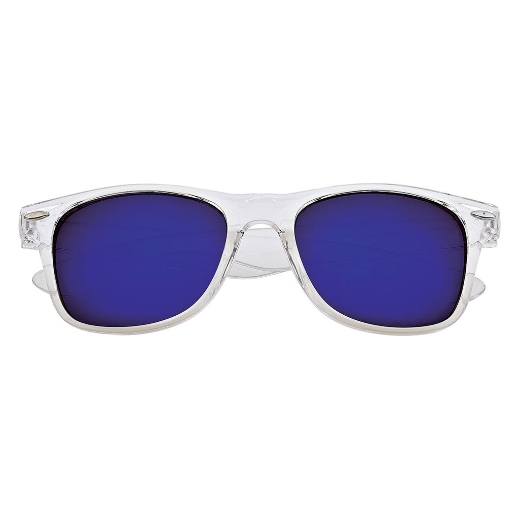 HIT Clear with Blue Crystalline Mirrored Malibu Sunglasses