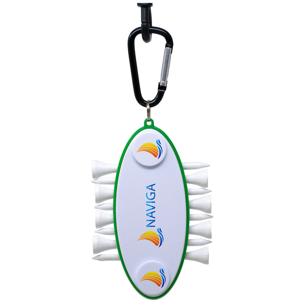 Koozie White/Green Tee Keeper with Carabiner