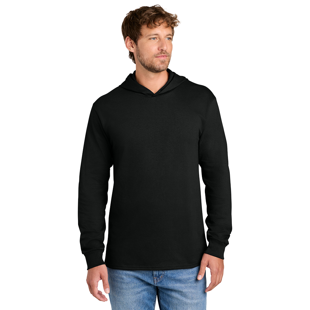 Port & Co Jet Black Core Cotton Pullover Hooded Tee