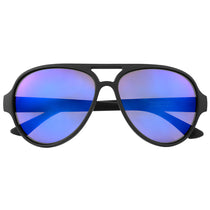 Hit Black With Blue Rubberized Recycled Frame Aviator Sunglasses