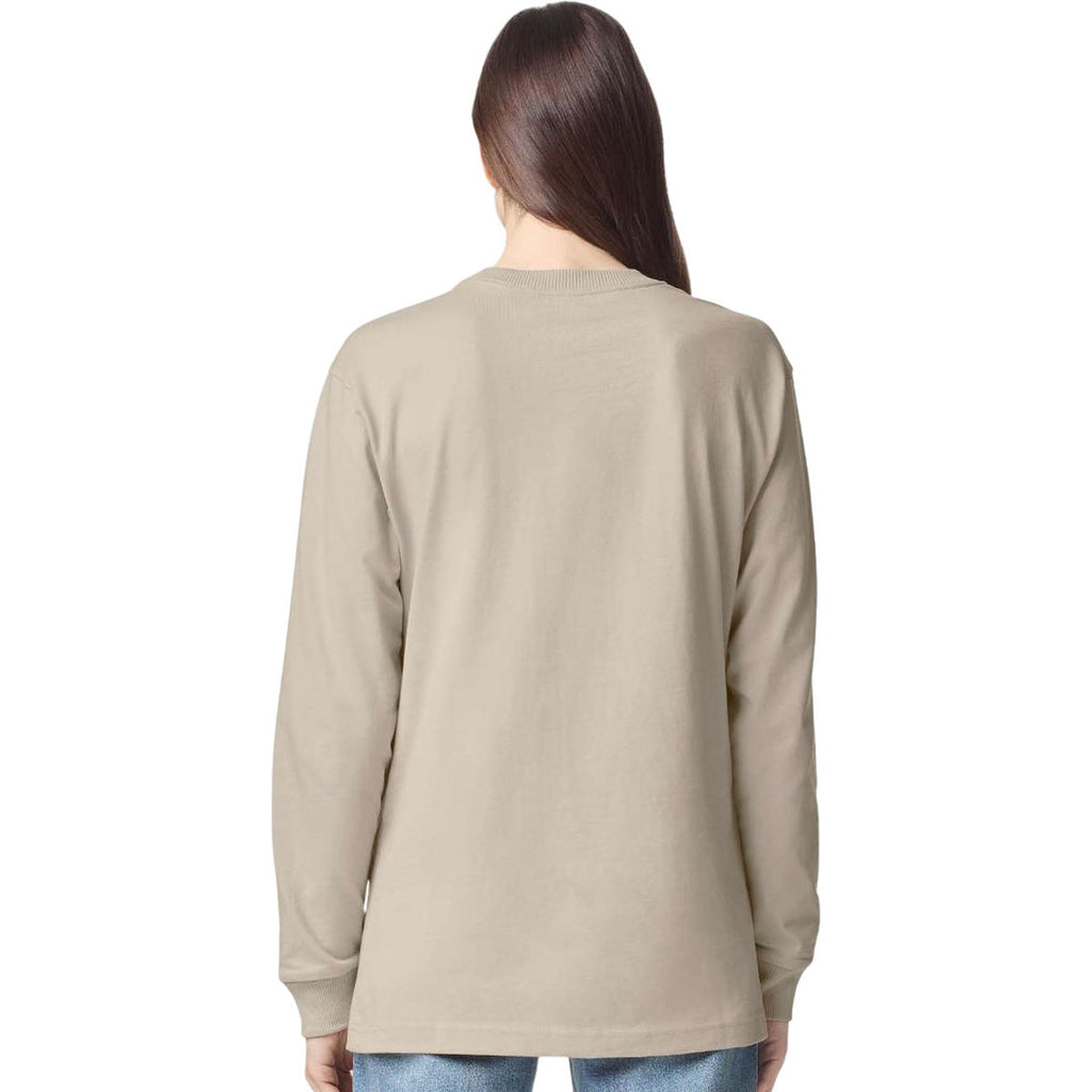 American Apparel Unisex Bone Super Heavyweight Long Sleeve Pocket Tee