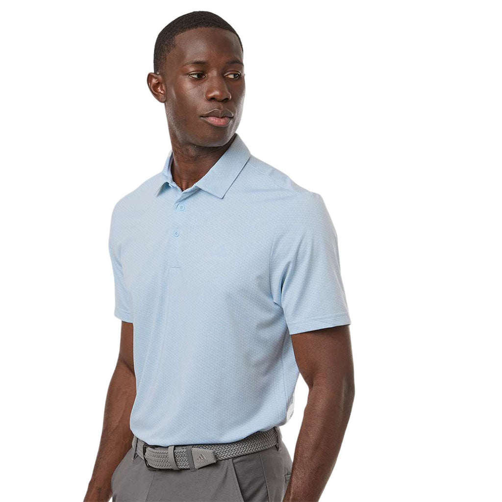 Adidas Men's White/Crystal Sky Performance Textured Polo