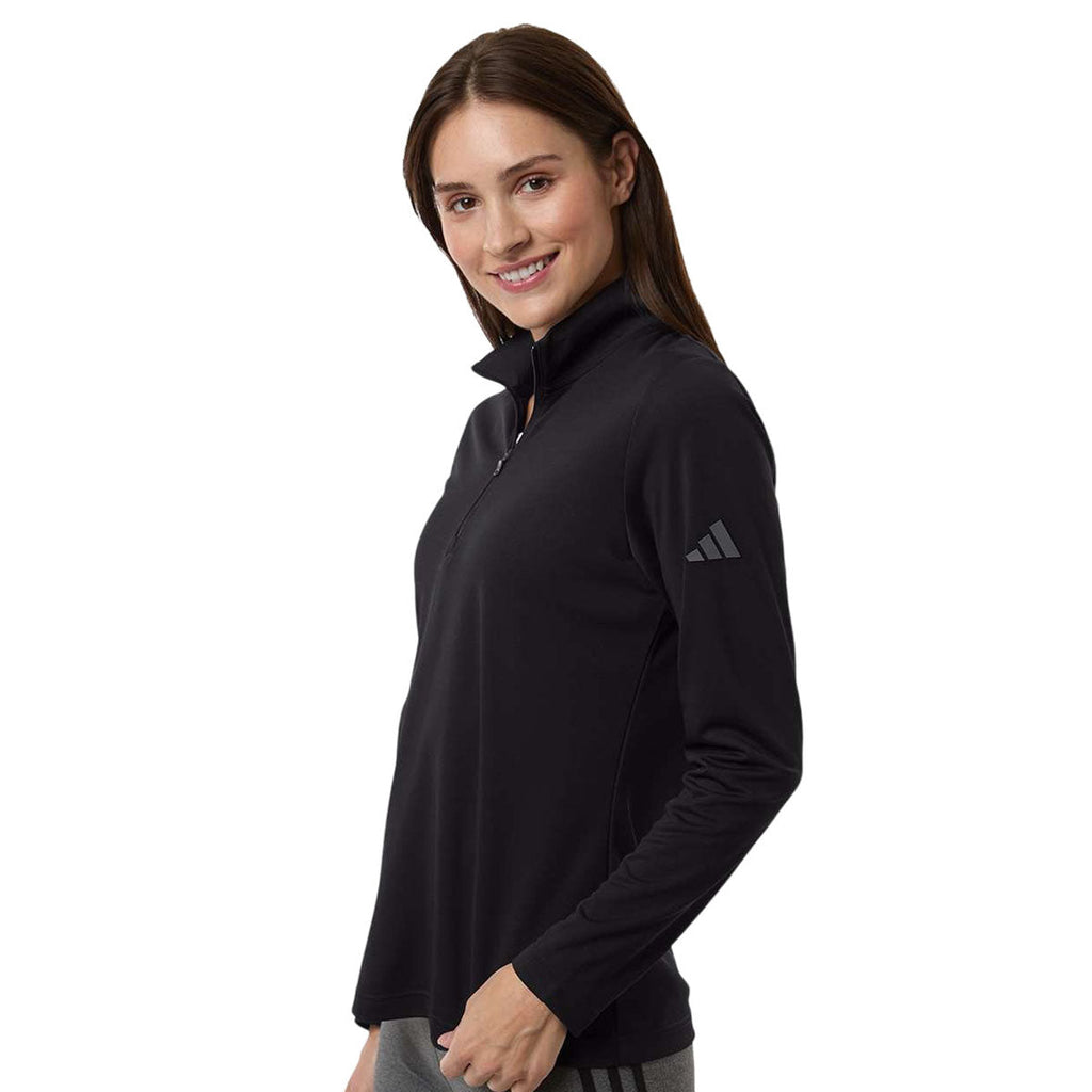 Adidas Women's Black Lightweight Quarter-Zip Pullover