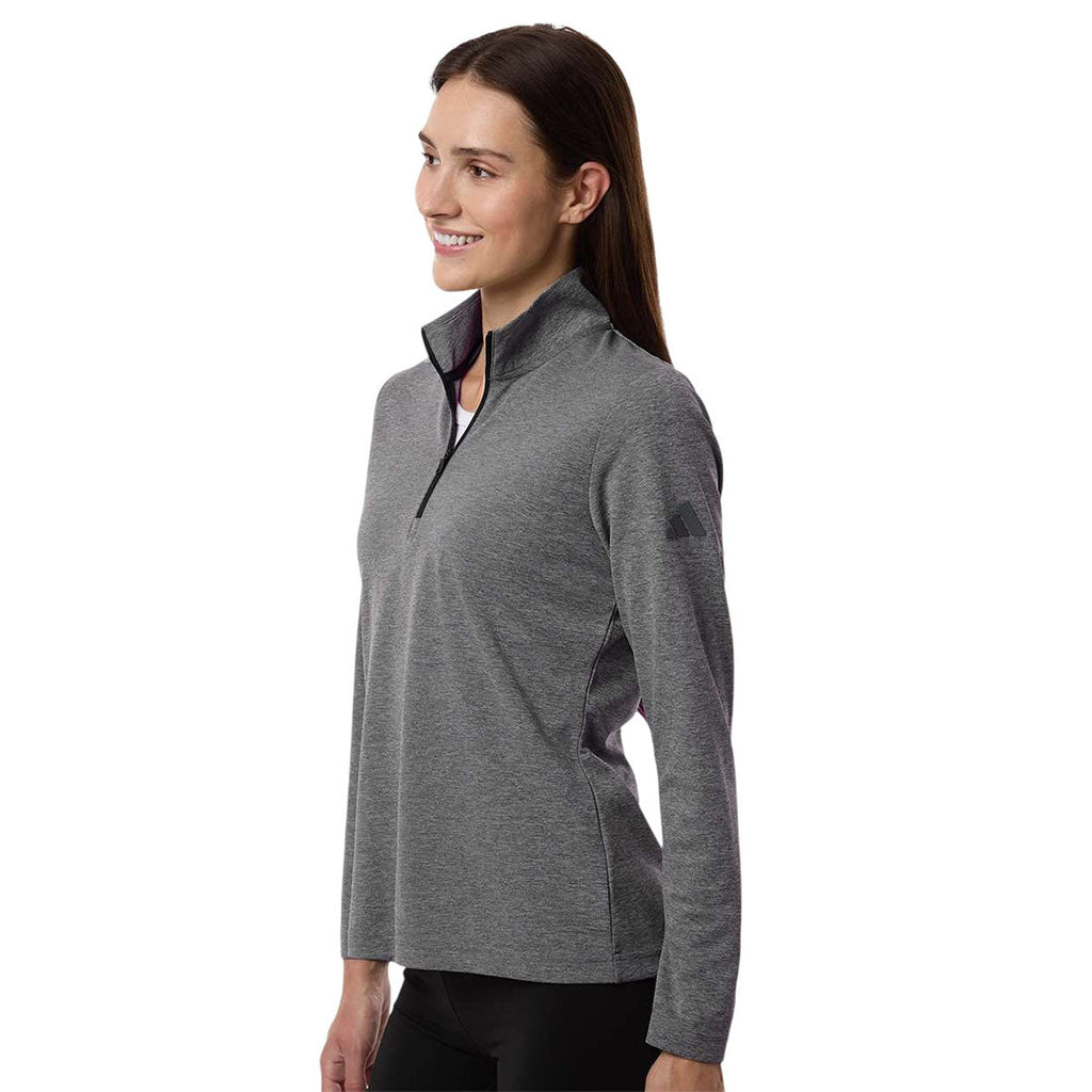Adidas Women's Black Heather Lightweight Quarter-Zip Pullover