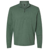 Adidas Men's Green Oxide Melange 3-Stripes Quarter-Zip Sweater