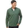 Adidas Men's Green Oxide Melange 3-Stripes Quarter-Zip Sweater