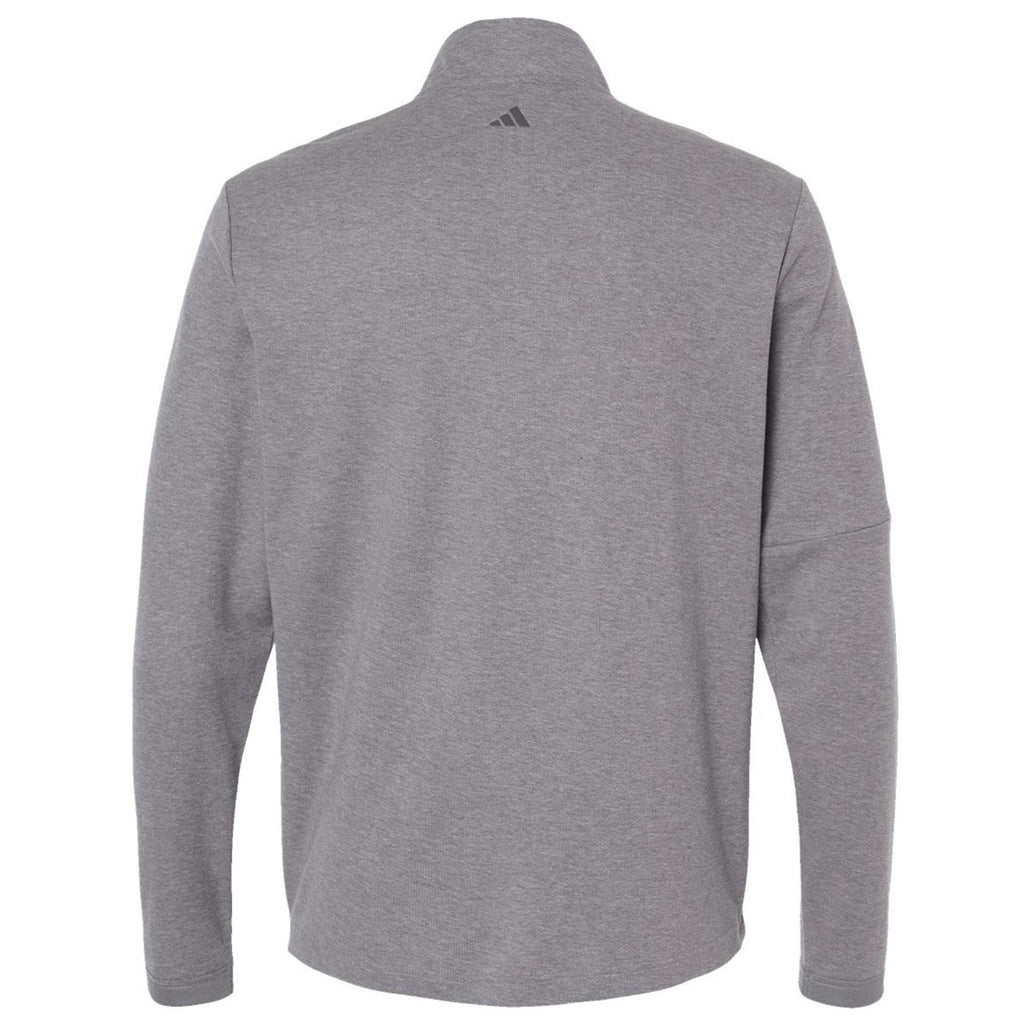 Adidas Men's Grey Three Melange 3-Stripes Quarter-Zip Sweater