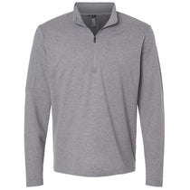 Adidas Men's Grey Three Melange 3-Stripes Quarter-Zip Sweater