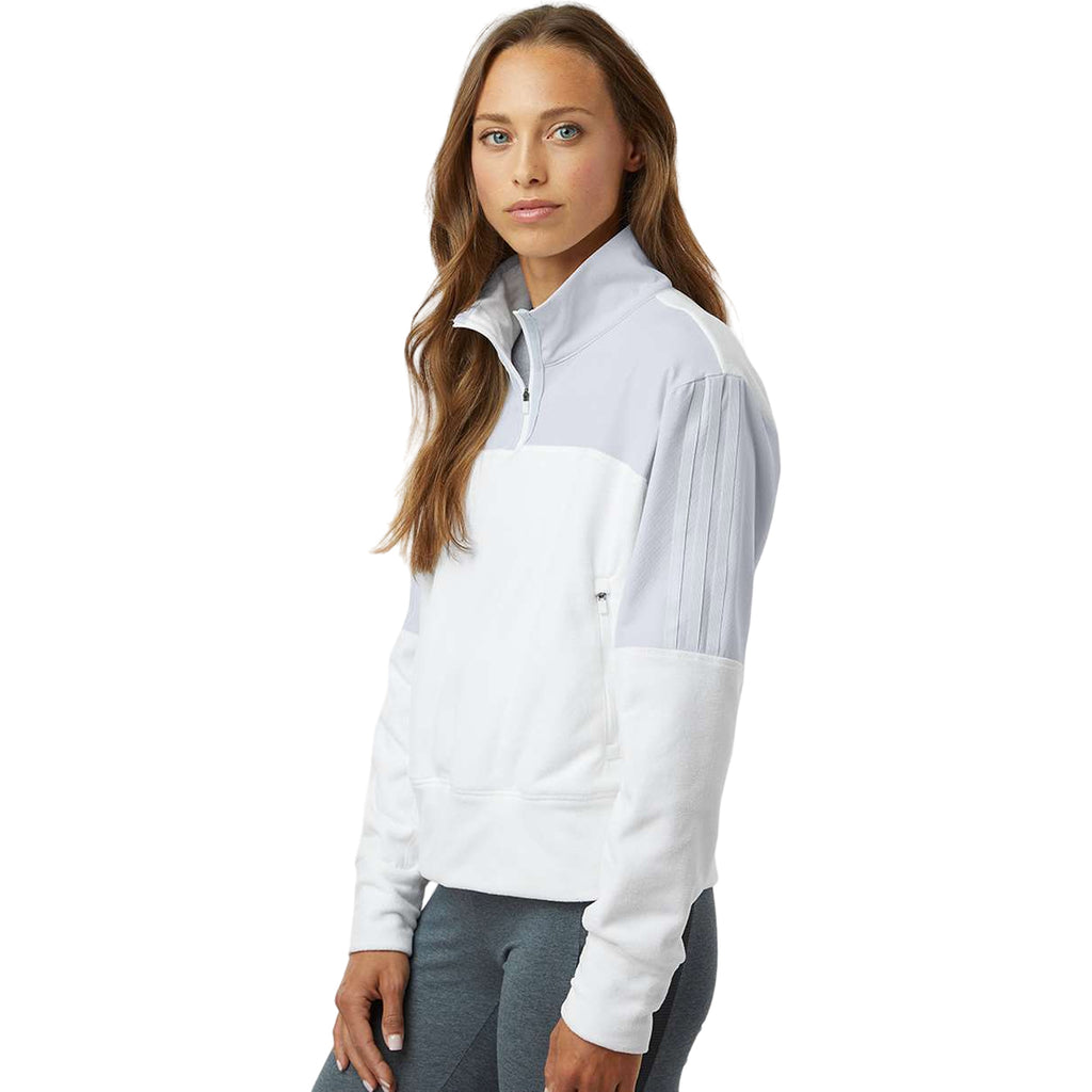 Adidas Women's Halo Blue Fleece Quarter Zip Pullover