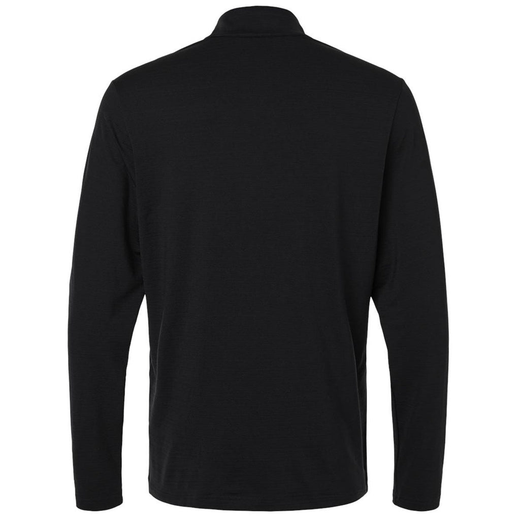Adidas Men's Black Textured Stripe Quarter-Zip Pullover