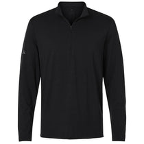 Adidas Men's Black Textured Stripe Quarter-Zip Pullover