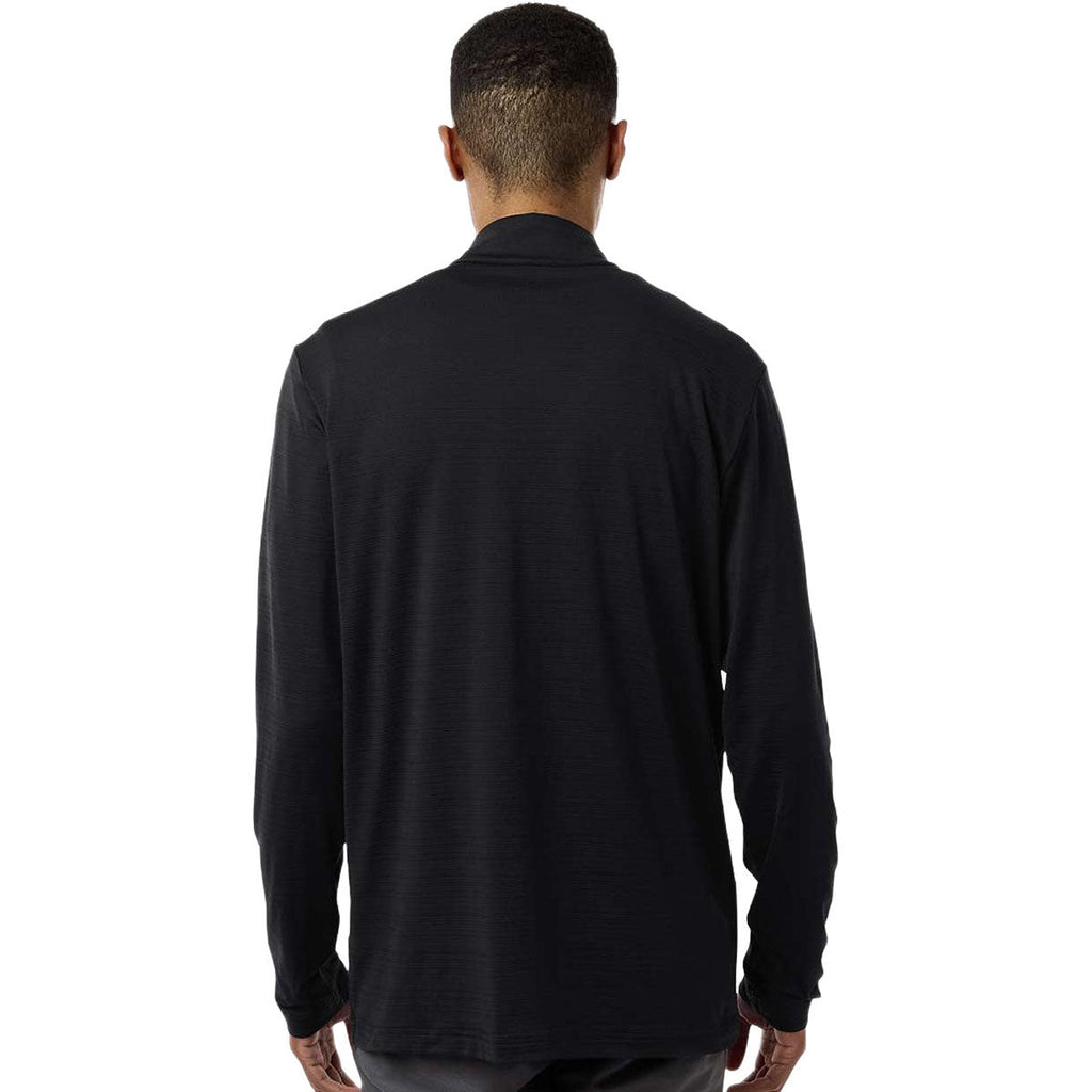 Adidas Men's Black Textured Stripe Quarter-Zip Pullover